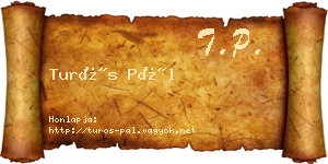 Turós Pál névjegykártya